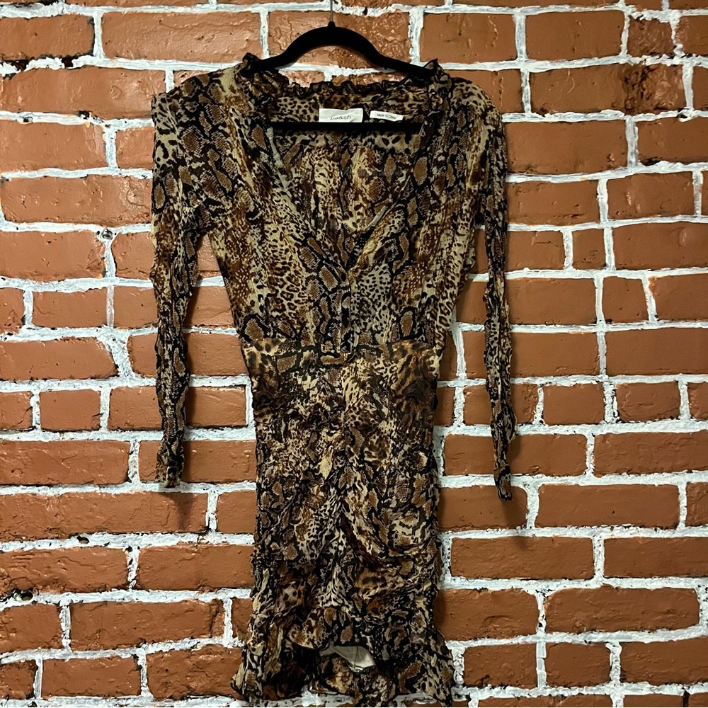 ba&sh Long Sleeve Snake Print Dress